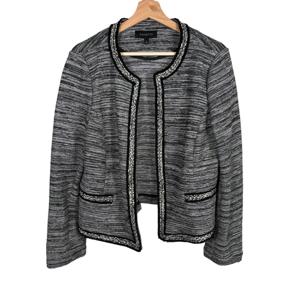 Talbots Jackets & Blazers - Talbots Women's Blazer  Size Large Textured Ornate Trim Career Open Front Jacket